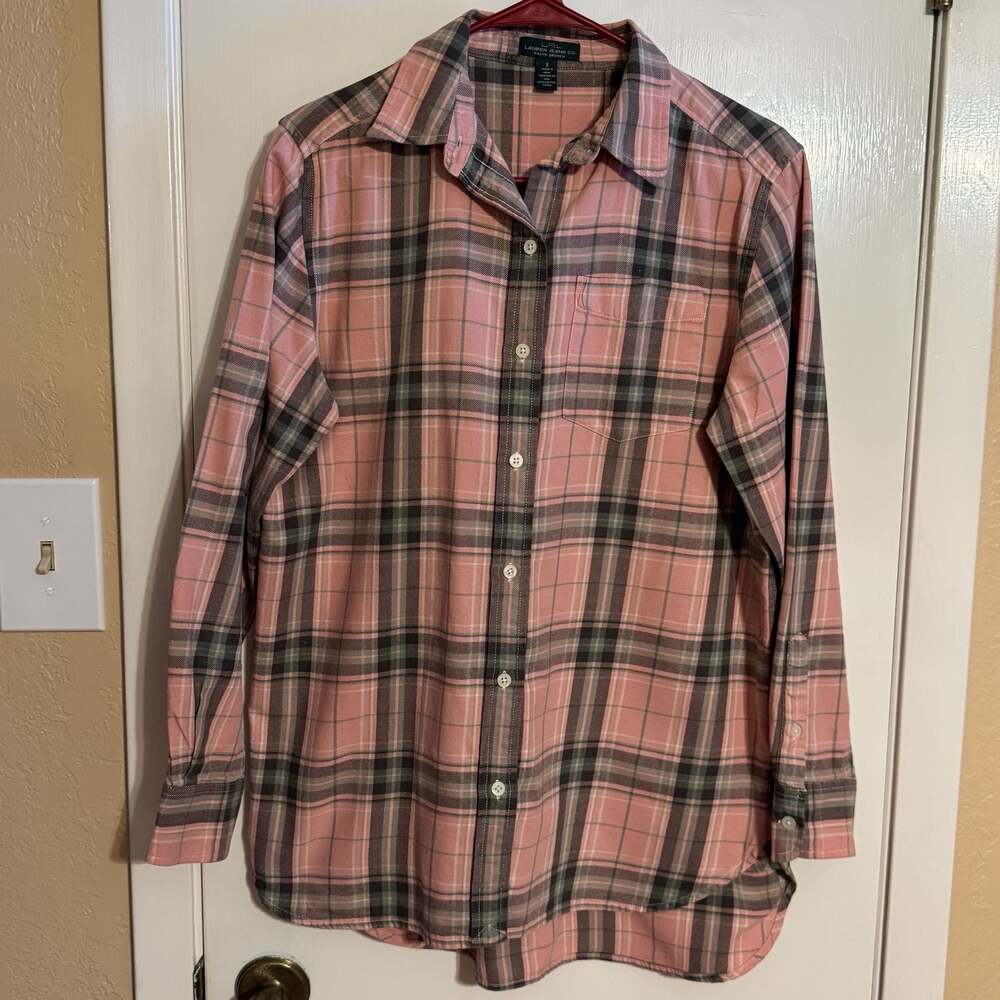 Lauren Ralph Lauren Jeans Co. Women’s S Pink Plaid 100% Cotton Button-Up Shirt